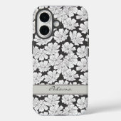 Coques Case-Mate iPhone Rustic White Flowers Sketch Black Gray Custom Name (Verso)