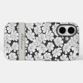 Coques Case-Mate iPhone Rustic White Flowers Sketch Black Gray Custom Name (Verso (horizontal))