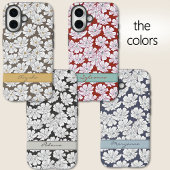 Coques Case-Mate iPhone Rustic White Flowers Sketch Red Teal Custom Name