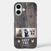 Rustic Wood Best Papa 3 Photo Collage Garde-photos