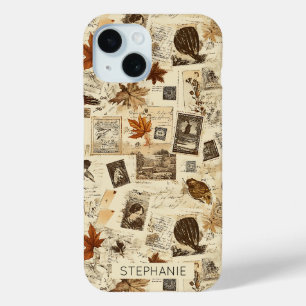 Coque Pour iPhone 15 Rustique Automne Ephemera Collage   Terre chaude