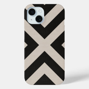 Coque Pour iPhone 15 Rustique Black X Chevron