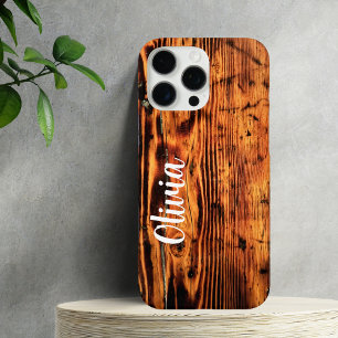 Coques iPhone 16 Pro Max Rustique Bois Vintage & Nom personnalisé,Minimalis