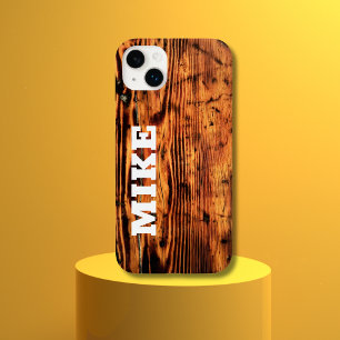 Coque Pour iPhone 14 Plus Rustique Bois Vintage & Nom personnalisé,Minimalis