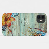 Coques Case-Mate iPhone Rustique Ouest Turquoise Boho Floral Monogramme (Dos (Horizontal))