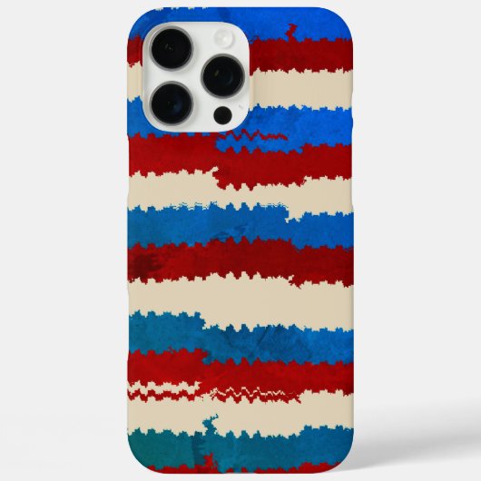 Coques Case-Mate iPhone Rustique rouge, blanc et bleu Torn Motif rayé (Verso)