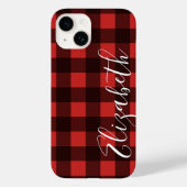 Coques Case-Mate iPhone Rustique rouge noir de Buffalo Plaid - peut modifi (Verso)
