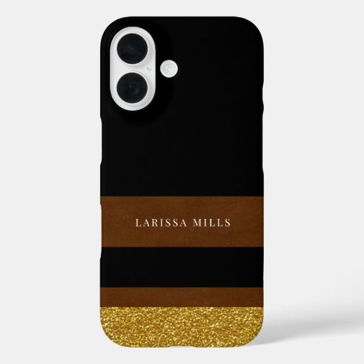 Coques Case-Mate iPhone Sa classe moderne Brown Gold Black (Verso)
