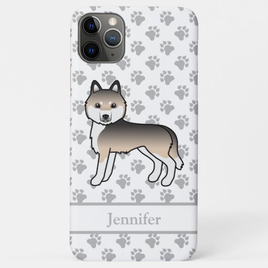 Coques Case-Mate iPhone Sable Husky Sibérien Chien de Dessin Animé & Nom (Dos)