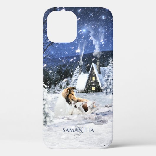 Coques Case-Mate iPhone Sable Rough Collie & Agneaux dans la nuit magique (Verso)