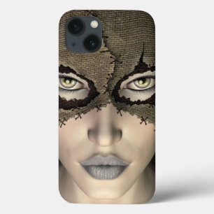 iPhone 13 Case Sac à burlap pointillé Visage Masqué Femme
