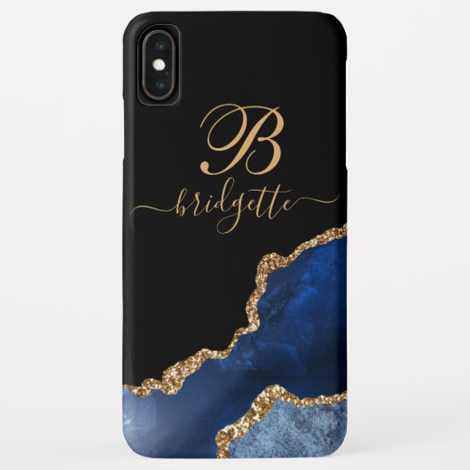 Coques Case-Mate iPhone Sac fourre-tout moderne Blue Gold Agate Geode (Dos)