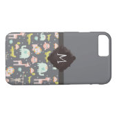Coques Case-Mate iPhone Safari Animaux Motif Nursery Art Monogramme (Dos (Horizontal))