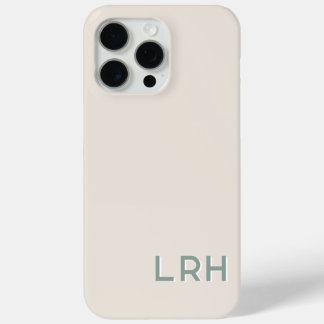 Coque iPhone 15 Pro Max Sage Cream Minimal Monogram Phone Case