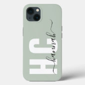 Coques Case-Mate iPhone Sage Green Girl Script Monogramme Nom (Verso)