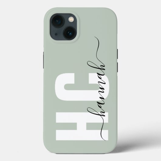 Coques Case-Mate iPhone Sage Green Girl Script Monogramme Nom (Verso)