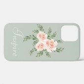 Coques Case-Mate iPhone Sage Green Inspirer Romantique Aquarelle Typograph (Verso (horizontal))
