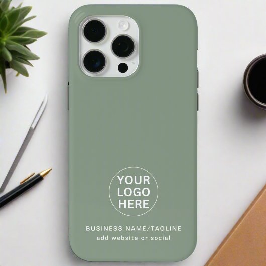 Coques Case-Mate iPhone Sage Green Logo & Texte l Entreprise professionnel