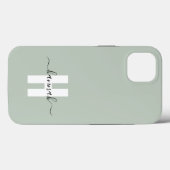 Coques Case-Mate iPhone Sage Green Minimal Moderne Monogramme initial (Verso (horizontal))