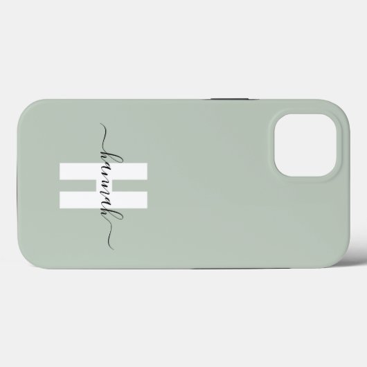 Coques Case-Mate iPhone Sage Green Minimal Moderne Monogramme initial (Verso (horizontal))