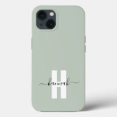 Coques Case-Mate iPhone Sage Green Minimal Moderne Monogramme initial (Verso)