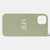 Coques Case-Mate iPhone Sage Green Monogrammes Initiales Boho tendance (Verso (horizontal))