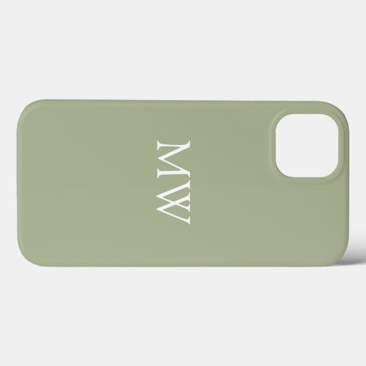 Coques Case-Mate iPhone Sage Green Monogrammes Initiales Boho tendance (Verso (horizontal))