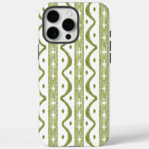 Coques iPhone 16 Pro Max Sage Green Striped Ikat iPhone 16 Max Téléphone Bo
