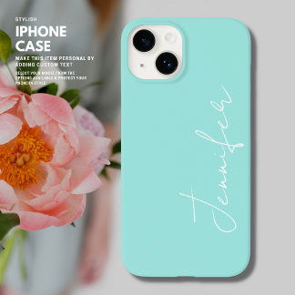 Coque Pour iPhone 14 Sage tendance minimaliste vert et blanc Nom du scr
