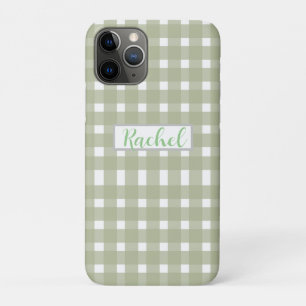 Case-Mate iPhone Case Sage Vert Blanc En vichy Personnalisé