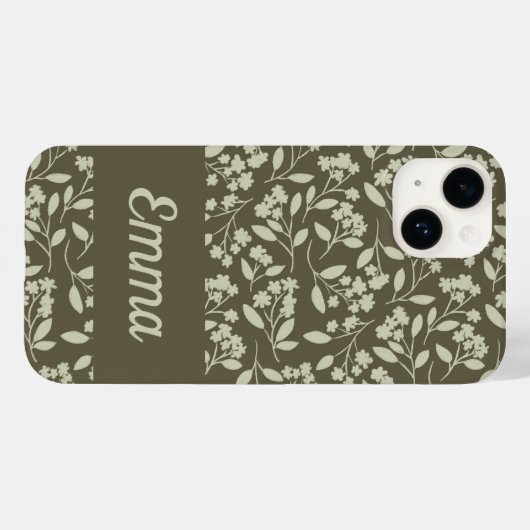 Coques Case-Mate iPhone Sage Vert Botanique Main Tiré Fleurs (Verso (horizontal))