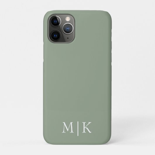 Coques Case-Mate iPhone Sage vert et blanc | Monogramme moderne (Dos)