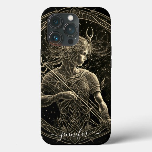 Coques Case-Mate iPhone Sagittaire zodiaque noir or Case-Mate iPhone (Verso)