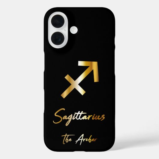 Coques Case-Mate iPhone Sagittarius signe zodiaque, noir et or (Verso)