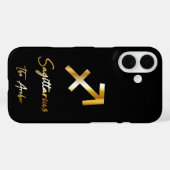 Coques Case-Mate iPhone Sagittarius signe zodiaque, noir et or (Verso (horizontal))