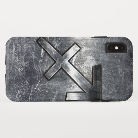 Coques Case-Mate iPhone Sagittarius Zodiac Dans Grunge Revêtement d'acier  (Dos (Horizontal))