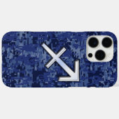 Coques Case-Mate iPhone Sagittarius Zodiac Sign on Navy Camouflage numériq (Verso (horizontal))