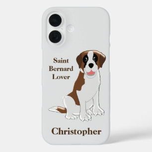 Coques iPhone 16 Saint Bernard Dog Design personnalisé