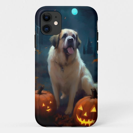Coques Case-Mate iPhone Saint Bernard Halloween avec citrouilles effrayant (Dos)
