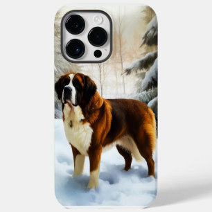 Coque Pour Pour iPhone 14 Pro Max Saint Bernard Laisser Neige Noël