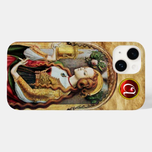 Coques Case-Mate iPhone SAINT MARY MAGDALENE Parchemin Ruby Gem Monogramme (Verso (horizontal))