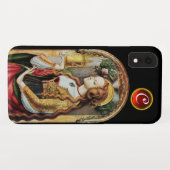Coques Case-Mate iPhone SAINT MARY MAGDALENE Ruby Gem Monogramme, Noir (Dos (Horizontal))