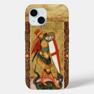 Coque Pour iPhone 15 Saint Michael Archangel et Dragon Prière Siennoise