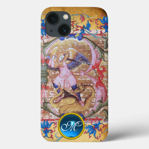 Coques Pour iPhone Saint Michel l'Archange Monogramme antique Floral