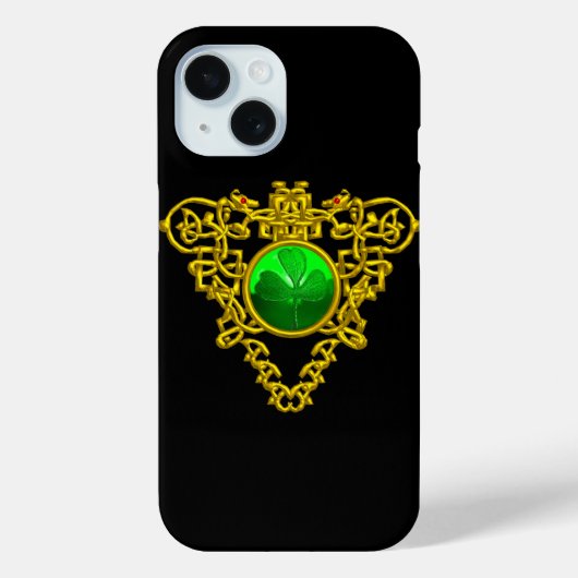 Coques Case-Mate iPhone SAINT PATRICK'S CELTIC COEUR SHAMROCK Or Noir (Verso)