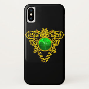 Coque iPhone X SAINT PATRICK'S CELTIC COEUR SHAMROCK Or Noir