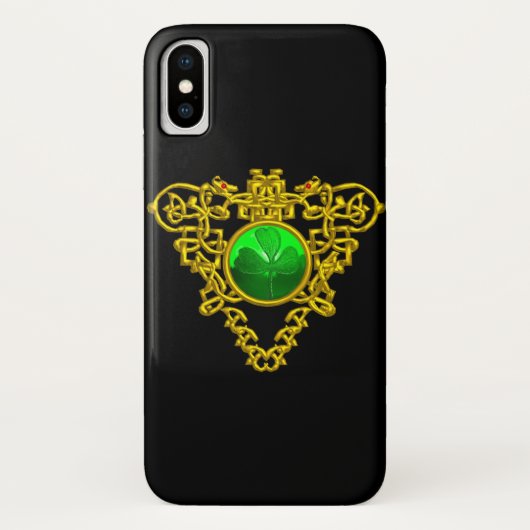 Coques Case-Mate iPhone SAINT PATRICK'S CELTIC COEUR SHAMROCK Or Noir (Dos)