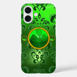 COQUES iPhone 16  SAINT PATRICK'S DAY SHAMROCK GREEN DAMASK