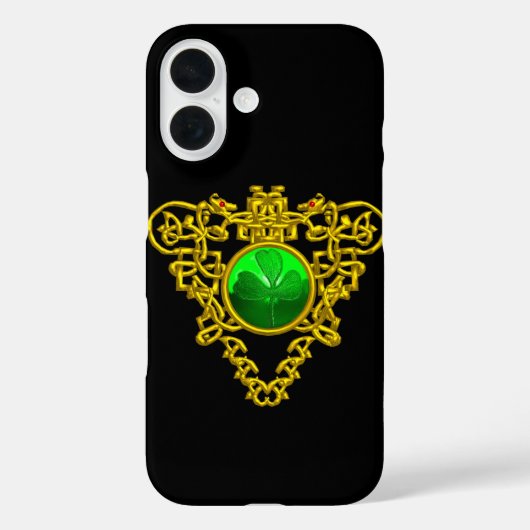 COQUES Case-Mate iPhone SAINT PATRICK'S GOLD CELTIC HEART, SHAMROCK VERT (Verso)