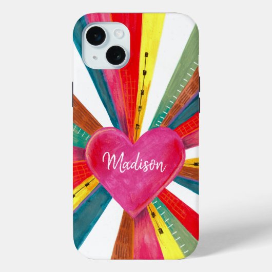 Coques Case-Mate iPhone Saint Valentin soleil rose ciel soleil coeur rétro (Verso)